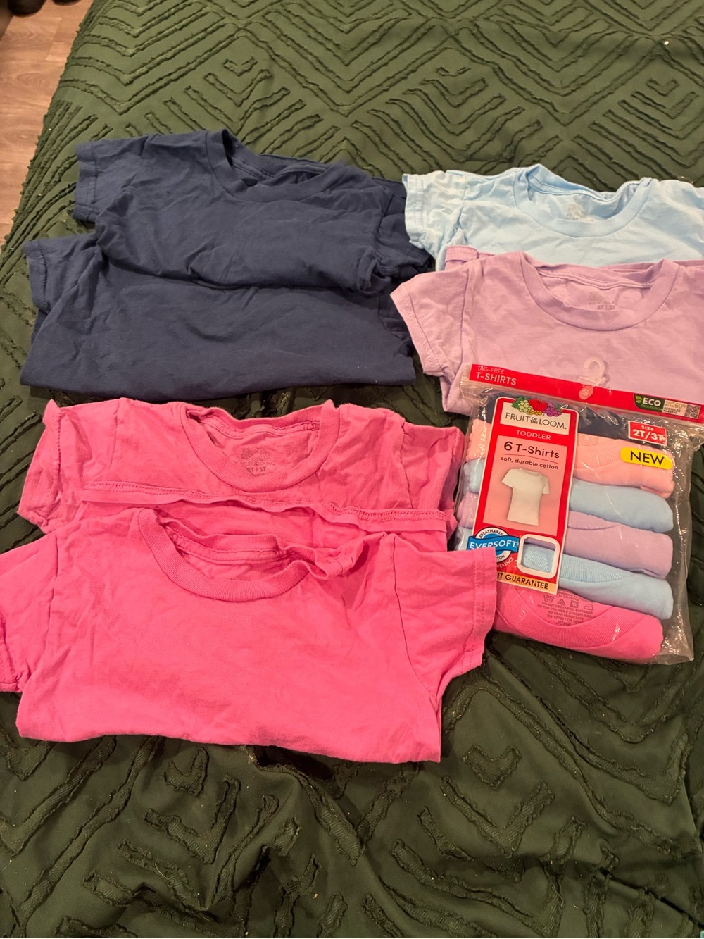 Fruit of the Loom Toddler Girls Pink & Blue Short-Sleeve Pajama Tops - 6 Pack